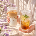 Novalune Ribbed Glass Tumbler with Lid & Straw – 600ML